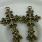 10 pcs Antique Bronze Flower Cross Pendants Charms A5840