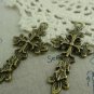 10 pcs Antique Bronze Flower Cross Pendants Charms A5840