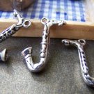 10 pcs Antique Silver Little Saxphone Musical Instrument Charms A2793