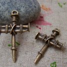 10 pcs of Antique Bronze Nail Cross Charms Pendants 19x35mm  A1419