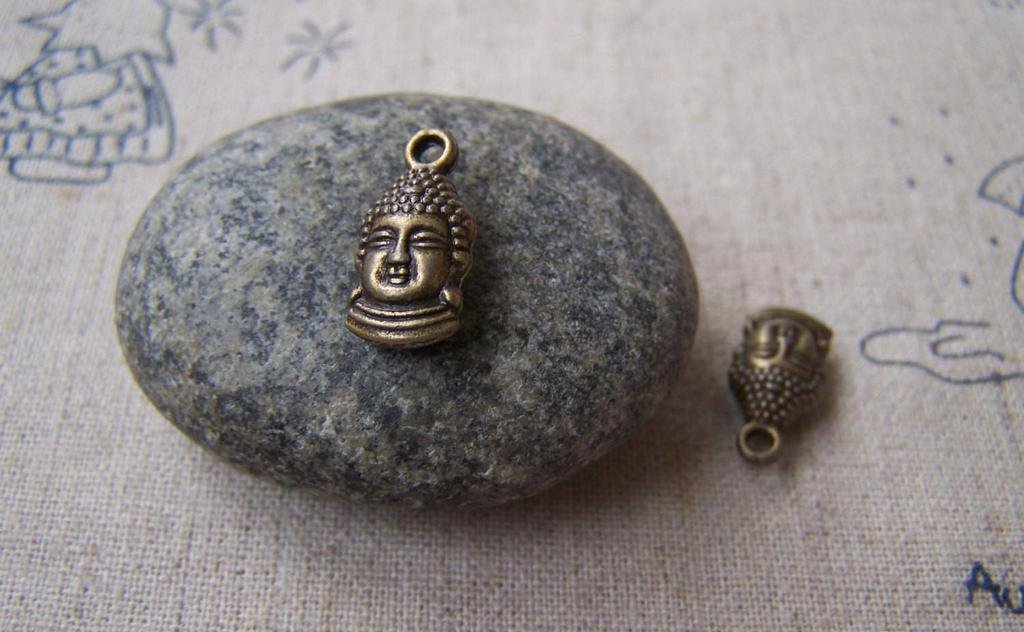 20 pcs Antique Bronze 3D Buddha Head Charms  Double Sided A1007