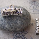 20 pcs Antique Silver Curved Tube Bail Connectors 7x20mm A2363