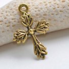 20 pcs Antique Gold Flower Cross Charms 17x26mm A8930