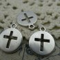 20 pcs Antique Silver Cross Round Cut Out Charms Pendant A5874