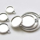 20 pcs Antique Silver Double Sided Round Cameo Base Setting Pendant Tray 18mm A6595
