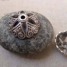 20 pcs Antique Silver Filigree Flower Spacer Bead Caps 7x20mm A6217
