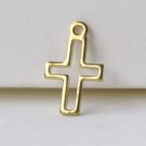30 pcs Raw Brass Outlined Tiny Cross Charms Embellishments A8588