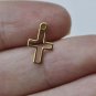 30 pcs Raw Brass Outlined Tiny Cross Charms Embellishments A8588