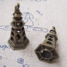 4 pcs Antique Bronze Pagoda Tower Buddhism Pendants 18x39mm A2913