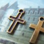50 pcs of Antique Bronze Tiny Cross Charms 7x11mm A4163