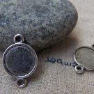 20 pcs Antique Silver Round Cameo Base Setting Connector A3225