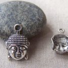 Buddha Head Charms Antique Silver Religious Findings Set of 10 A1234