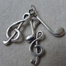 Music Note Charms Antique Silver Treble Clef Pendants Set of 10 A7845