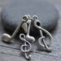 Music Note Charms Antique Silver Treble Clef Pendants Set of 10 A7845