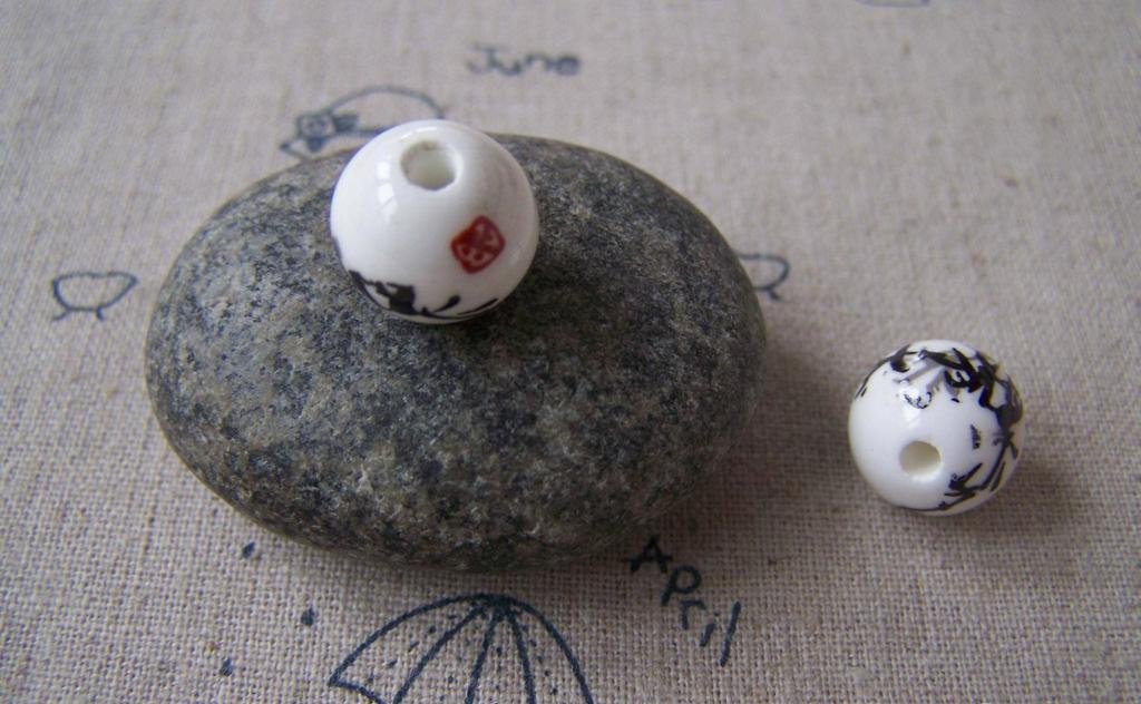 20 pcs Bamboo Chinese Ceramic Beads Round 12mm A5318
