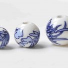 20 pcs Blue Leaf Flower Ceramic Beads 8mm/10mm/12mm 10mm A9064