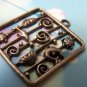 10 pcs Antique Bronze Filigree Square Ring Charms Pendants A462