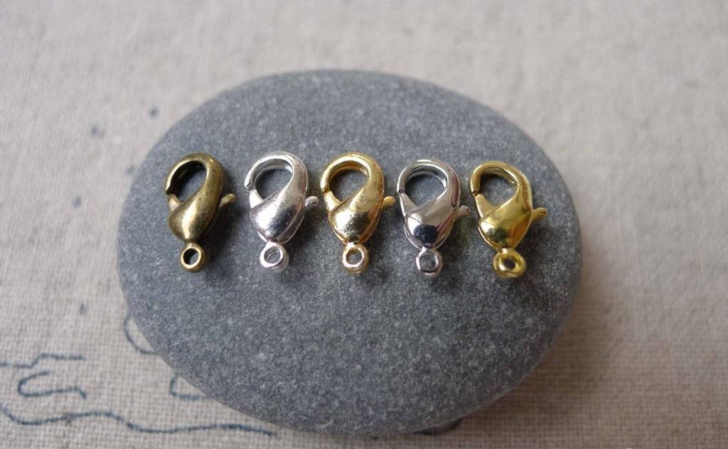 20 pcs Bronze Silver Gold Platinum Brass Lobster Claw Clasps 5x10mm Gold A5174