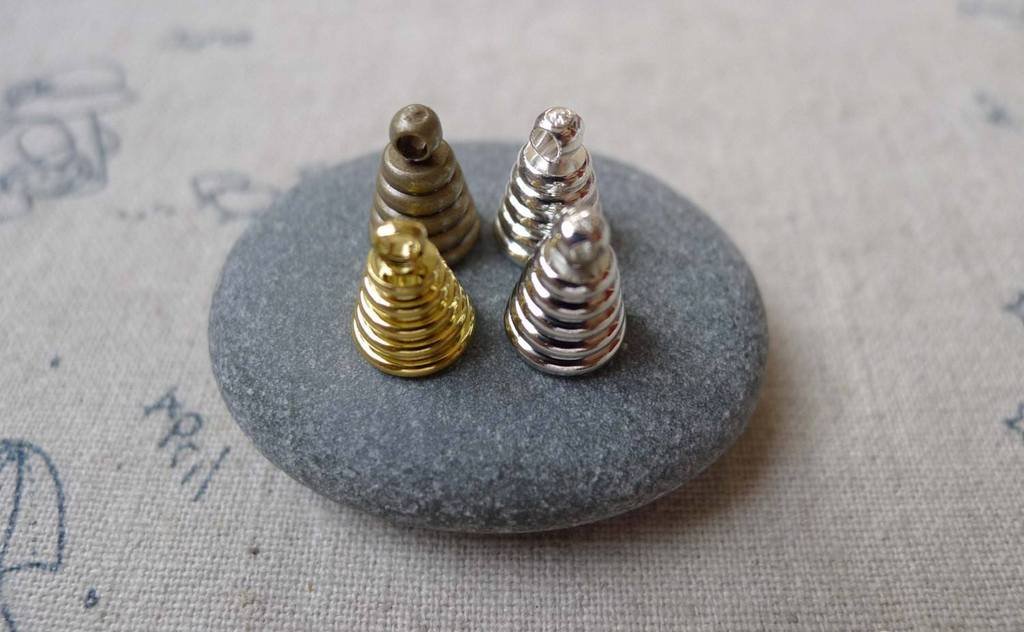 20 pcs Bronze/Silver/Gold/Platinum Cone Glass Bottle Cover Bead Caps Antique Bronze A7071