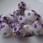 20 pcs Chinese Purple Flower Ceramic Round Beads 10mm A1886