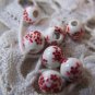 20 pcs Hand Painted Lovely Red Flower Ceramic Beads 6mm A567