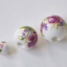 20 pcs Hand Painted Red Flower Chinese Ceramic Beads 6mm to 18mm 6mm