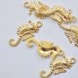 10 pcs Little Seahorse Charms Pendants 12x29mm Shiny Gold