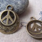 10 pcs of Antique Bronze Filigree Peace Symbol Charms 20mm A212
