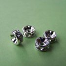 20 pcs Silver Rondelle Clear Rhinestone Spacer Beads 8mm A1395