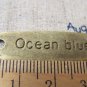 10 pcs of Antique Bronze Ocean Blue Bar Charms 11x36mm A512