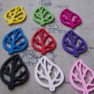 20 pcs Wooden Filigree Leaf Charms Assorted Color A3634