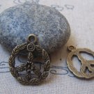 20 pcs Antique Bronze Flower Peace Symbol Charms 20mm A4796
