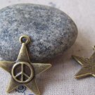20 pcs Antique Bronze Peace Symbol Star Charms 24mm A4275