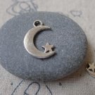20 pcs Antique Silver Crescent Moon Star Charms 11x17mm A7054
