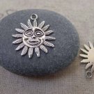 30 pcs Antique Silver Sun Face Charms 18x20mm A7428