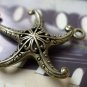 4 pcs Antique Bronze Sea Star Starfish Pendants Charms A6342