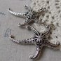 4 pcs Antique Silver Filigree Sea Star Starfish Pendants Charms A6736