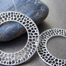 6 pcs Antique Silver Filigree Round Multiple Hole Ring Pendant A1132