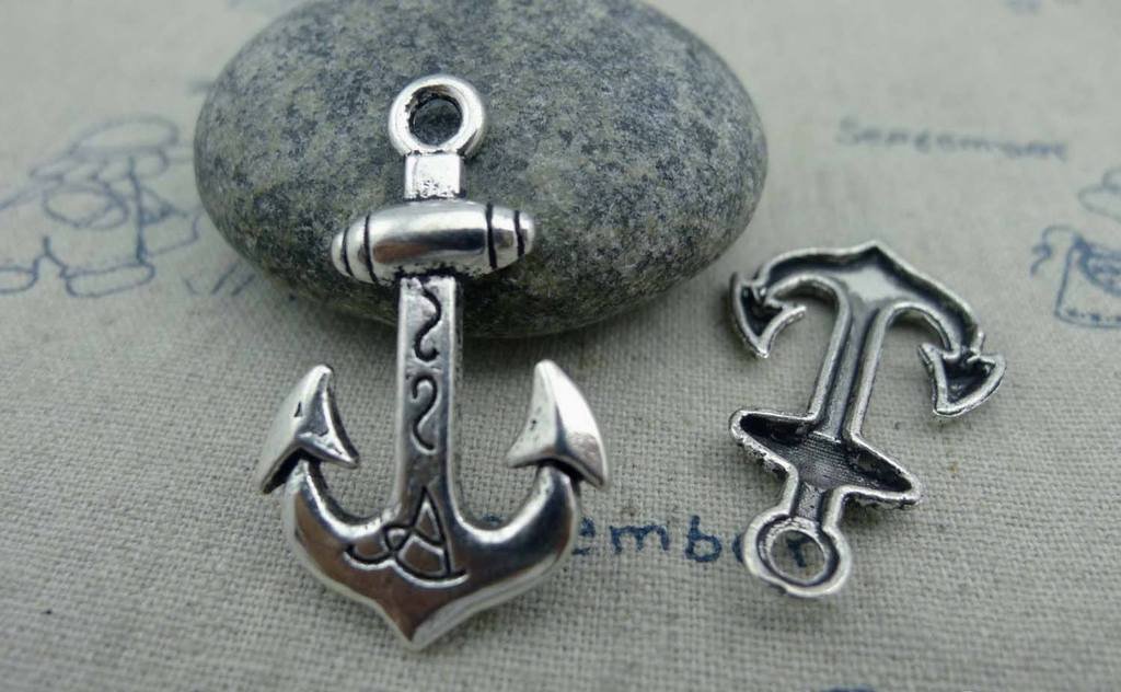 Anchor Charms Antique Silver Navy Pendants Set of 10 A4069