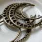 Antique Bronze Heart Crescent Moon Charms Pendants Set of 6 A6340