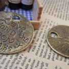 Antique Bronze Round Moon Pendants  Medallion Set of 5  A1618