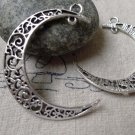 Crescent Moon Charms Antique Silver Swirly Connectors Set of 10 A6860