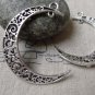 Crescent Moon Charms Antique Silver Swirly Connectors Set of 10 A6860