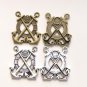 Double Anchor Life Ring Charm Pendants Antique Bronze/Silver Set of 5 Silver A8301