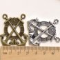 Double Anchor Life Ring Charm Pendants Antique Bronze/Silver Set of 5 Silver A8301