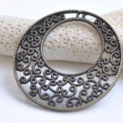 Flower Ring Pendants Antique Bronze Large Filigree Circle Charms  40mm Set of 10  A6057