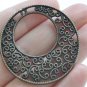 Flower Ring Pendants Antique Bronze Large Filigree Circle Charms  40mm Set of 10  A6057