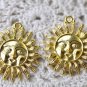 Gold Sun Face Charms Pendants 30mm Set of 10 A8061