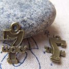 Number 7 Charms Antique Bronze 10x18mm Set of 10 pcs A1775