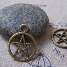 Star Ring Charms Antique Bronze Pendants 20mm Set of 20 A4962